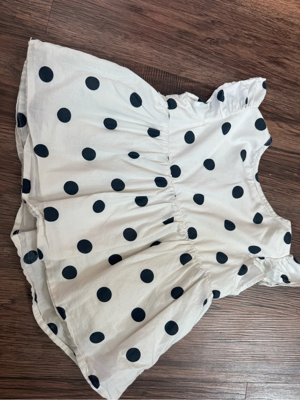 GAP Cream Polka Dot Flutter Sleeve Top with Floral Embroidery